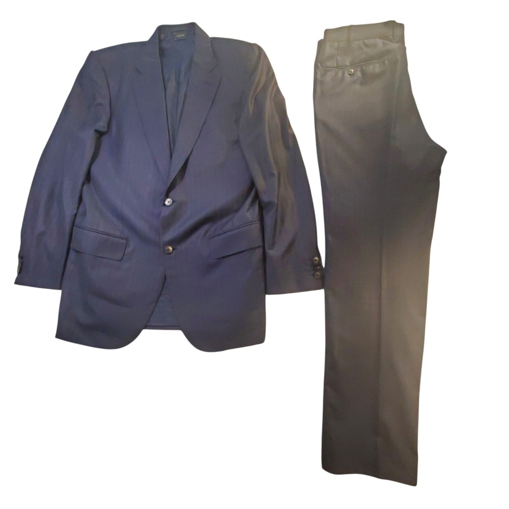 Ermenegildo Zegna Couture Navy Wool Silk Suit US 42 Long Harry Rosen Italy 36x30
